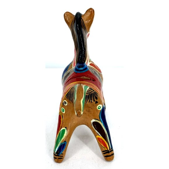 Mexican Folk Art Pottery Clay Horse Bank Terra Cotta Hand Painted Vintage 7" L - Picture 5 of 7